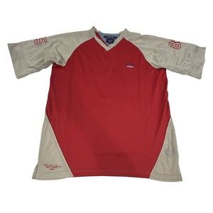 Vintage Rare 90s Tommy Jeans #85 Tommy Hilfiger Football Jersey Size Medium Red
